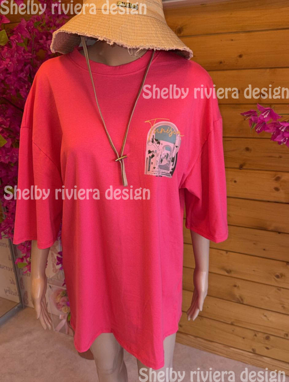 👕 t-shirt femme “rosy tunisia” (rose fuchsia)