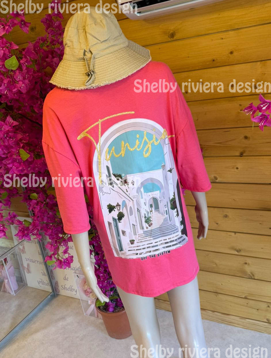 👕 t-shirt femme “rosy tunisia” (rose fuchsia)