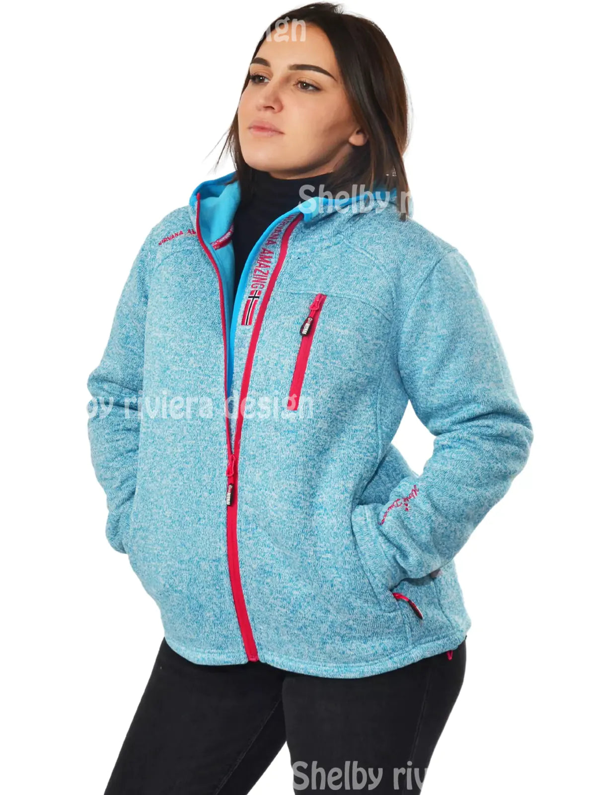 Veste Nirvana Femme Model Astrid - Heather Turquoise / Fuchsia - veste
