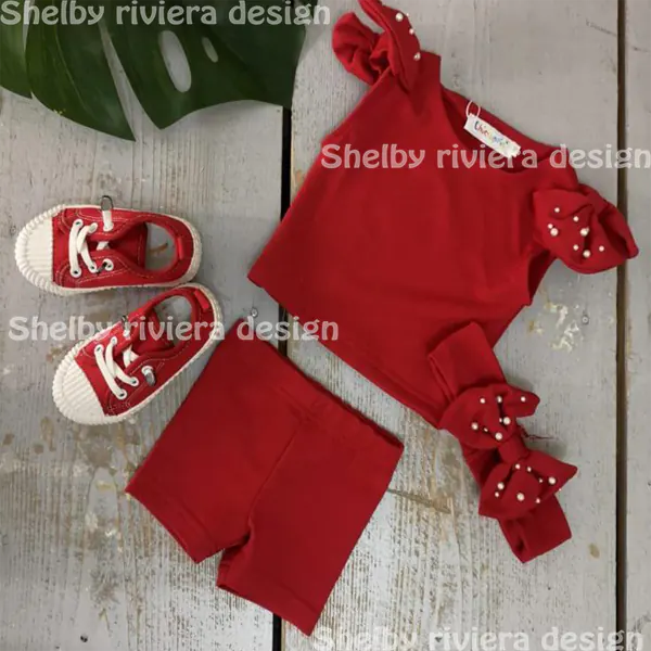 Ensemble Baby Girls 3 pièces Couleur Rouge Perlés Model Myconos