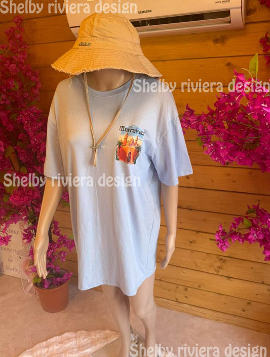 👕 T-shirt Femme “Azure Oasis” (Bleu Ciel)