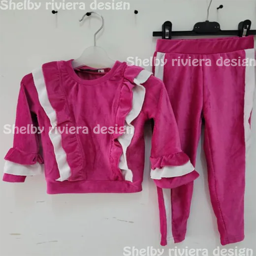 Ensemble Jogging Velours Enfant Fuchsia - Modèle Liya - ensemble jogging velour