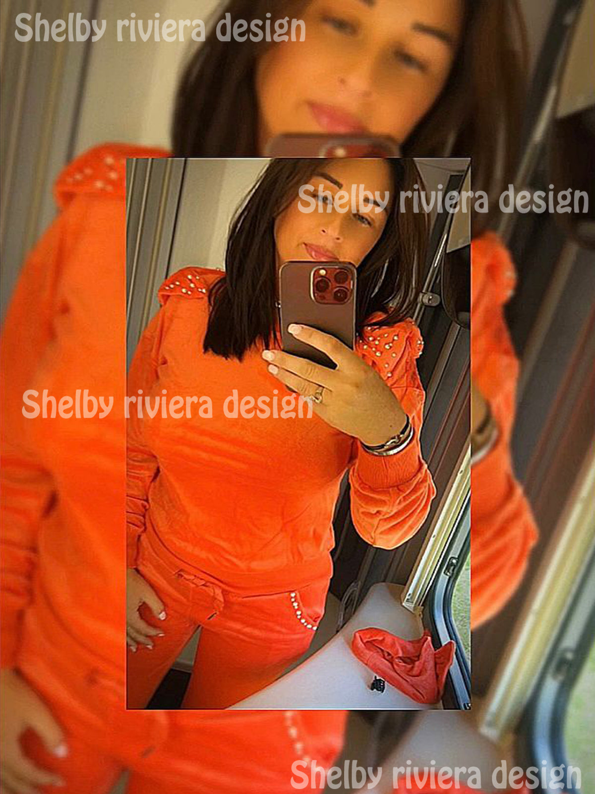 Ensemble Jogging Velours Nœud Perlé Corail - ensemble jogging