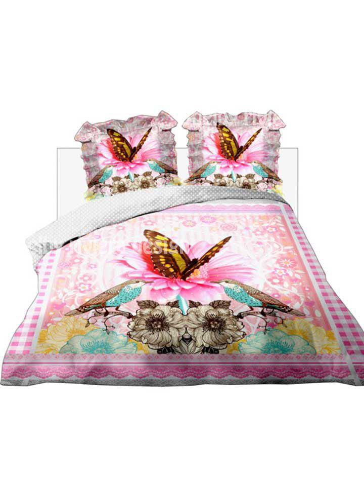 Parure Papillon - 4 Pièces en 100% Coton (Marque Geffen) parrure de lit