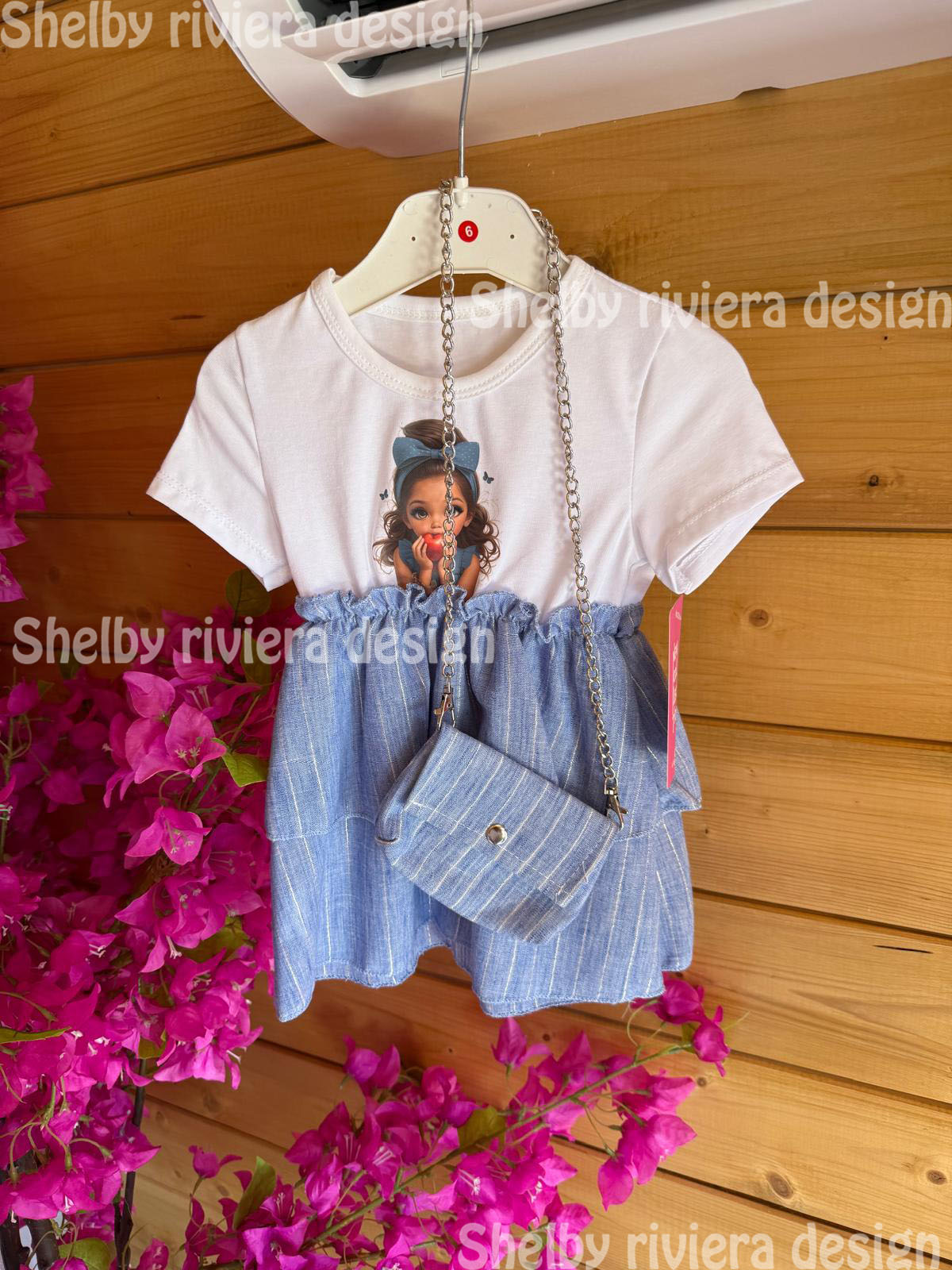 👗 Robe enfant Girly “Sweet Doll” - bleu ciel / 12 mois - robe enfant