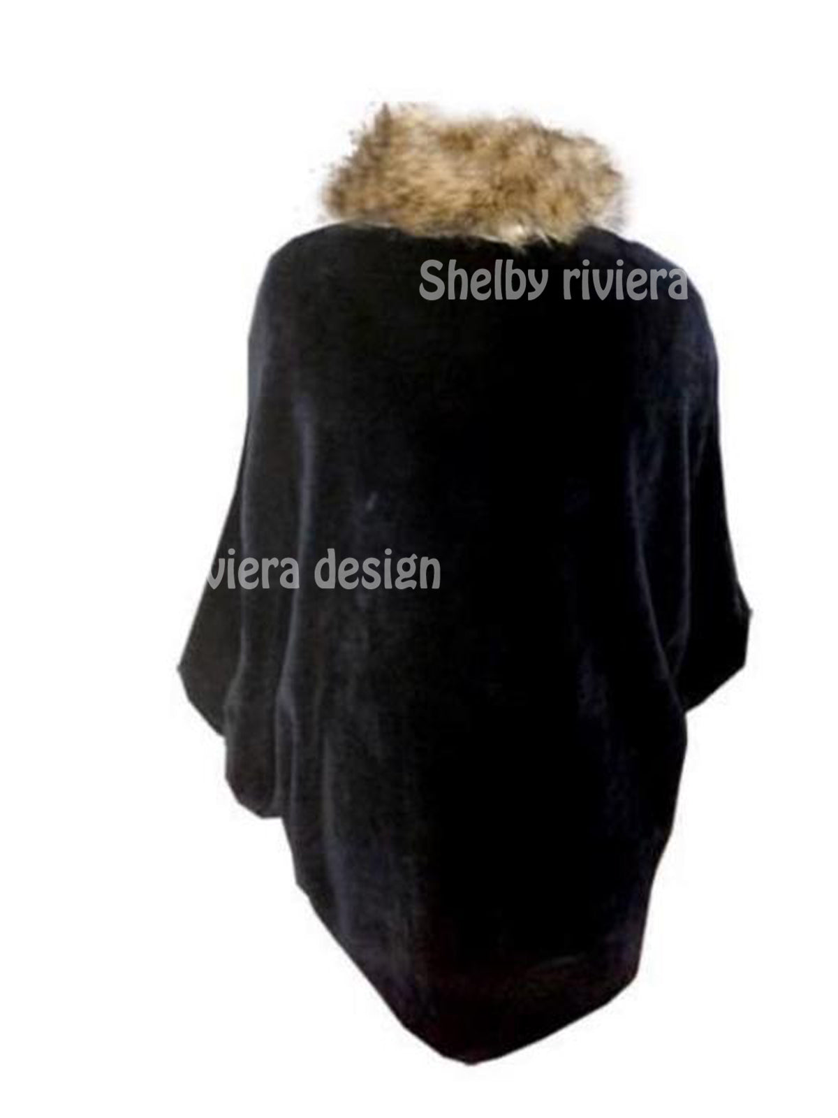Polaire Geffen Model Noir Style Poncho avec Fourrure - S/M - poncho