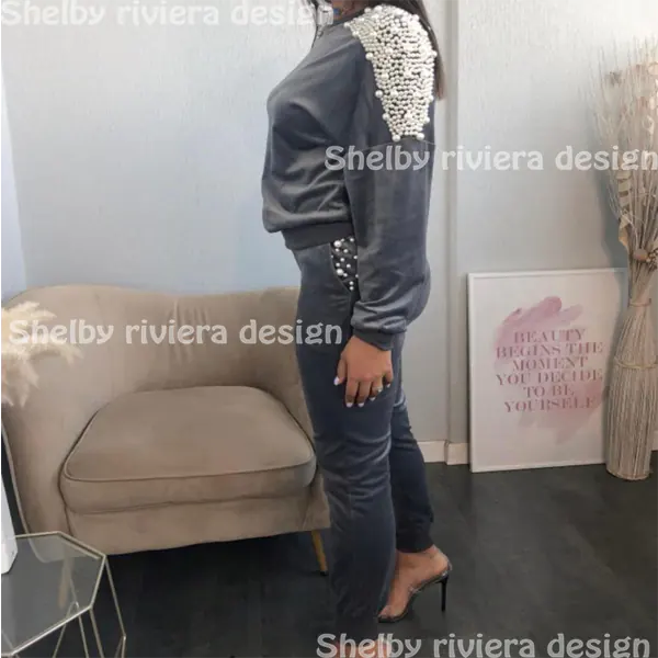 Ensemble Femme en Velours - Modèle London - Couleur Gris - ensemble velour