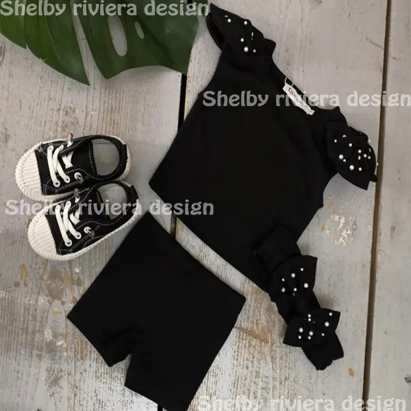 Ensemble Baby Girls 3 pièces Couleur Noir Perlés Model Myconos - Ensemble Baby Girls