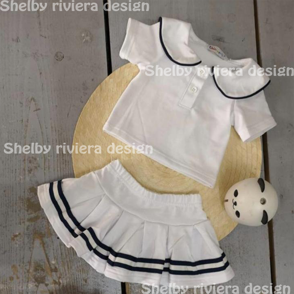 Ensemble Baby Girls Blanc - Modèle St Tropez - Ensemble Baby Girls