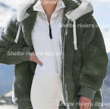 🧥 Veste Polaire à Capuche – Vert Olive