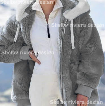 🧥 Veste Polaire à Capuche – Gris Perle