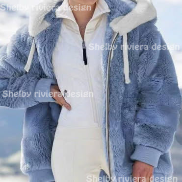 🧥 Veste Polaire à Capuche – Bleu Glacier