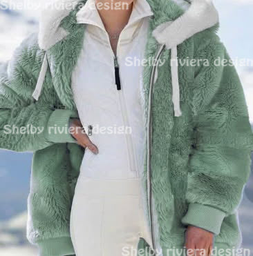 🧥 Veste Polaire à Capuche – Vert Sauge