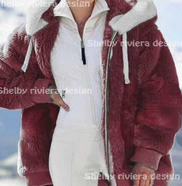 🧥 Veste Polaire à Capuche – Rouge Bordeaux