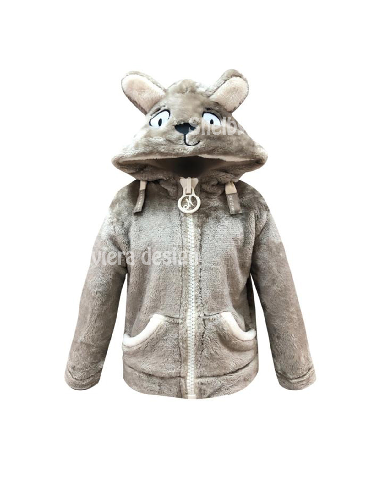 Polaire Nirvana Wild Baby - Marron - Écru avec capuche oreilles et visage animal pour enfants